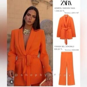Zara Vibrant Orange Suit Set